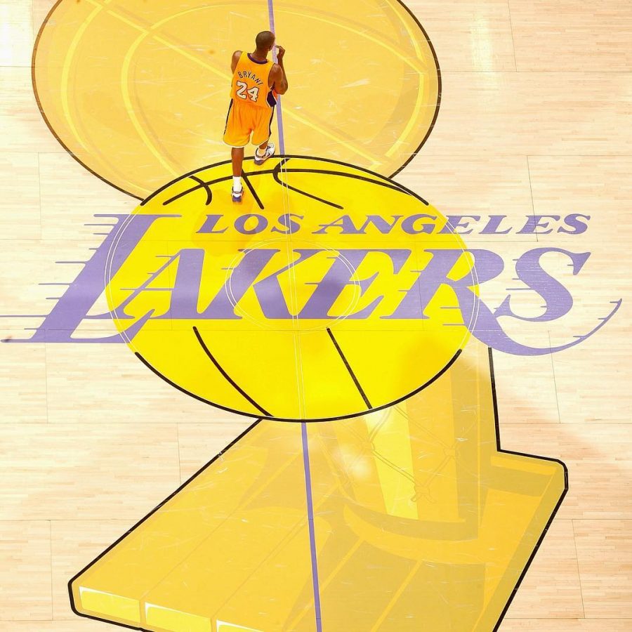 Kobe Bryant exits the Los Angeles Lakers court at the Staples Center